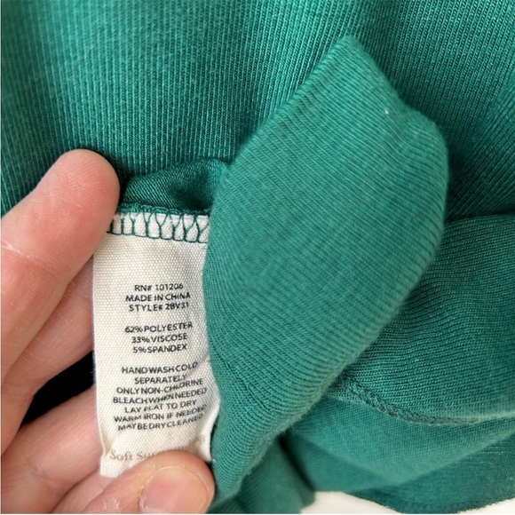 Soft Surroundings • Green V-Neck Asymmetric Sweater - Picture 3 of 4